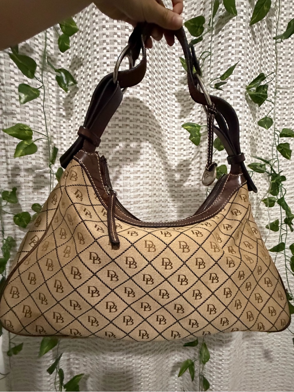 Dooney and Bourke Beige and Brown Shoulder Bag